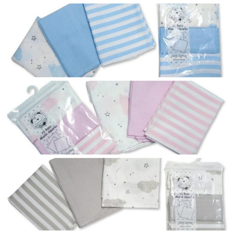 Picture of 5292- COTTON – Snuggle Baby Muslin Squares 3pk PINK